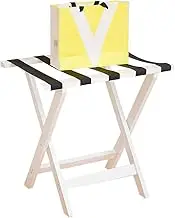 Guest Room Luggage Rack, Folding Suitcase Stand Suitcase Stand Foldable Backpack Hotel Solid Wood 4/5/8 Belt Easy to Carry Multifunction Bedroom,4 Colors, 3 Sizes (Color : Black, Size : 60x4