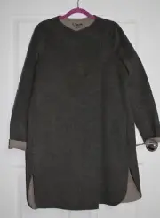 NWT Vince Grey Olive Double-Faced Wool Coat Two Snap Front Pockets Size LG $675