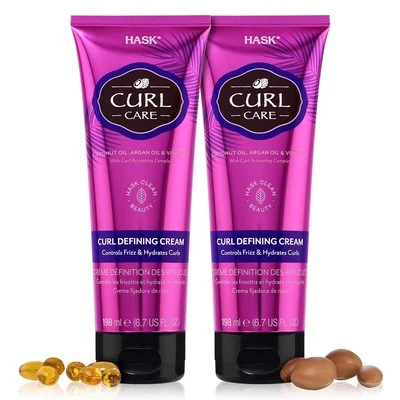 HASK Hair Cream - Curl Care Defining Cream 2 Piece Bundle, vegan, cruelty-free,