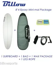 NEW Billow 8'4'' Epoxy Mini-mal Surfboard Matte Finish Package with 3xFCS fins
