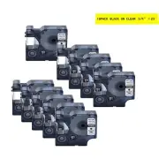 10PK Label 45800 Compatible DYMO D1 LabelWriter 450 Duo 3/4" Black on Clear Tape