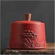 Vintage Ceramic Tea Jar， kitchen storage,Porcelain Tea Canister for Loose Tea Retro Rough Pottery Loose Tea Tin Tea Storage Tea Caddy Tea Canister Tea Storage Container Tins Jar(Red)
