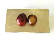 Gold-Leafed Lacquered Box Topped with 2 Red Orange Carnelian Stone Adornments