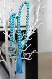 TURQUOISE MALA GENUINE 108 BEADS THROAT CHAKRA JAPA MALA ROSARY YOGA MEDITATION