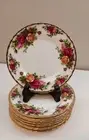 9 Vintage 1962 Royal Albert Old Country Rose 6" plates