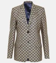 [Gucci] Gucci GG canvas linen-blend blazer AU 6 multicoloured