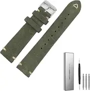[MGHN] Suede Watch Bands Straps Handmade For Men 18mm 20mm 22mm Leather Watch Strap Suede Quick Release Watch Wristband