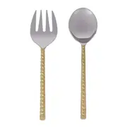Davis & Waddell Twisted Gold Handle Salad Servers 2pcs Set Gold & Silver 26x6x2cm
