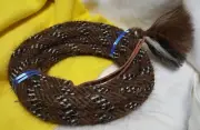 Mane Horse Hair Mecate 22 feet long, 3/4" diameter, Brown (Sorrel) w/Black/White