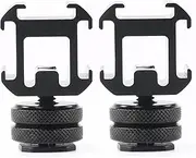 2 Pack Camera Flash Hot Shoe 1/4 Inch Screw Adapter Three Cold Shoe Mount for DSLR Video Photography