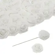 25pcs Foam Roses Artificial Flower Fake Roses with Stems, White