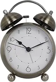 Alarm Clock Bedroom Retro Creative Metal Alarm Clock Personalized and Minimalist Luminous Quartz Alarm Clock Table Clock Bedside Clock(Bronze Color) Aqiong