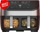 Pot Vortex plus Dual Air Fryer 8L 6-In-1 XL Capacity 1700W Black Silver