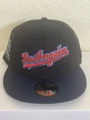 Los Angeles Dodgers -New Era Hat Club Fitted Hat-Size 7 3/8-Blue Black 60th anny