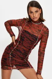 Print Tie Dye Overlocked Bodycon Dress - Size 8, Women's Trial Fb Dress