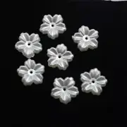 200 Pure White Pearl flower Beads 12mm FlatBack Center Hole Flower Embellishment