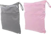 UTHCLO 2pcs Diaper Storage Bag Durable Multipurpose Nappy Pouch for Travel Yoga Beach and Swimming Washable and Reusable Grey