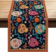 Day of The Dead Table Runner, Halloween Table Decorations Skull Table Runner Dia De Los-Muertos Table Decor for Halloween Holiday Home Kitchen Dinning Room Table Decoration,72 Inch Long