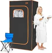 VEVOR Portable Sauna Tent, 1400W Personal Sauna Kit for Home Spa, Detoxify & Soothing Infrared Heated Body Therapy, Time & Temperature Remote Control with Chair & Floor Mat & Storage Bag, Black