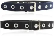 Kids Belt (2-Pack) Adjustable, Heavy Cotton Belts in Blue and Black for Boys & Girls, Ages 2-7. Comes with Pre-punched Holes, Ensuring a Perfect Fit for Growing Children from AuzzieStar