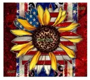 20oz Sublimation Tumbler Wrap Patriotic Sunflower Ready To Press Print
