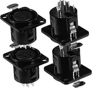 Hoement 4pcs Xlr Female Panel Connector Pin Microphone Mount Socket Durable Construction for Excellent Signal Transmission and Noise Shielding for Professionals and Beginners