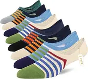 [COOPLUS] Mens No Show Socks Cotton Low Cut Non Slip Casual Socks Invisible Flat Boat Socks (8 Pairs)