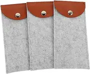 [Generic] Leather Felt Eyeglass Case by Mens 3 Pack Soft Slim Sunglass Case Pouch Portable Eyewear Storage for Men