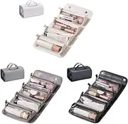 [LIUZHIPENG] Travel Toiletry Bag 4 Detachable Clear Compartment, Waterproof Leather Hanging Makeup Multi Bag, Cosmet Toiletry Compartment