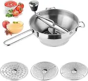 Stainless Steel Food Mill, Rotary Food Mill Vegetable Strainer Potato Masher Grinder with 3 Milling Discs Safe for Tomato Sauce, Applesauce, Puree, Mashed Potatoes, Jams, Baby Food, Kitchen Tools