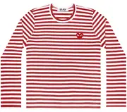 [COMME des GARCONS PLAY] 帶有紅色徽章的條紋女裝