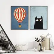 [Namly Design] Poster - Cat and Balloon / Set of 2