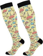[AIXIWAWA] Sports Socks-Colorful Mushroom 1 Pair for Women Men, Knee High Long Socks for Athletic Casual, Multicolor