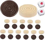 GARVALON 1 Set Wooden Checkers Chess Pieces for Family Night Travel Backgammon Pieces 26pcs