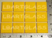 12 SUNFLOWER 1" x 1" UROBOROS 3mm THICK GLASS 90 COE COMPATIBLE SQUARES