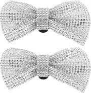 [Baluue] 2pcs Detachable Bow Rhinestone Shoe Charms Elegant Embellishments for Bridal Special Occasions for Flats Boots Pumps DIY Shoe Decoration
