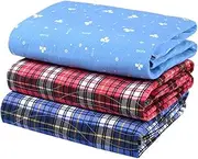 Incontinence Bed Underpad, Reusable Washable Urine Pad with PE Waterproof Layer, Skin Friendly Knitted Cotton Fabric Bed Pad for Elderly (Blue Floral)