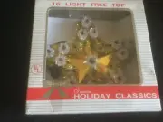 Vintage NIB STORMIN Tinsel & 16 Lights Christmas Tree Topper w/Gold Star.