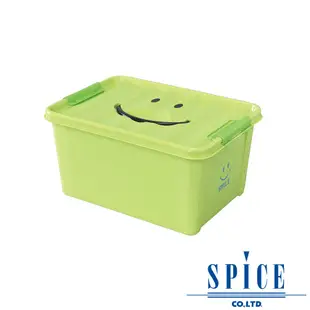 【SPICE】KIDS 馬卡龍色彩 附蓋 微笑整理箱 收納箱 - 綠色 M
