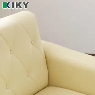 【KIKY】艾薇兒2人座L型皮沙發組(雙人座+方塊腳椅)