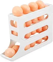 TEHAUX Egg Organizer for Refrigerator Multi Rolling Egg Container with Automatic Dispensing Mechanism Space Saving Design for Easy Access and Stylish Kitchen Organization and Other Items