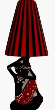 PLASTIC RIBBON RED & BLACK STRIPED LAMPSHADE for *MEDIUM SIZE* BARSONY LADY LAMP