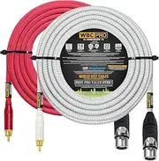 18 Foot RCA to XLR (Female) Cable Pair - WBC-PRO-LOCAP Low-Capacitance (14pF/ft) 22 AWG Ultra-Silent Audiophile & Pro-Grade Audio Interconnect Cable - Amphenol Plugs & Red & Silver Tweed Jackets