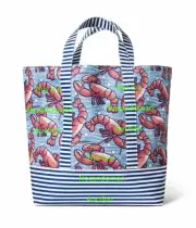 TWO NEW TAG VINEYARD VINES TARGET LOBSTERS BEACH TOTE BAG RED BLUE WHITE STRIPE