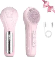 Playexen Electric Face Scrubber, Silicone Facial Cleansing Brush Rechargeable, Cleansing, Facial Scrub Exfoliator for Women Men, Waterproof Face Scrub Brush for Exfoliating, Pink