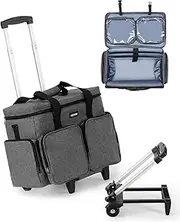 VEVOR Rolling Laptop Bag, Fits Up to 15.6 Inch Laptop, Wheeled Briefcase, Teacher Roller Computer Tote Bag with Detachable Trolley & Telescopic Handle, Laptop Case for Work Travel, Women & Men (Gray)