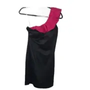 Aidan Mattox Ruffled One Shoulder Black & Pink Mini Dress