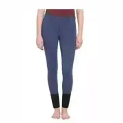 NWT Ladies LOWRISE PULL-ON KNEE PATCH BREECHES Denim Blue Size 34 Equestrian