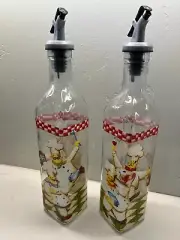 Bistro Circleware Italian Theme Glass Oil & Vinegar Bottle Set of 2 New in Box