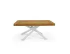 Extendable Table Rectangular Finished Oak with Knots Modern Legs Metal